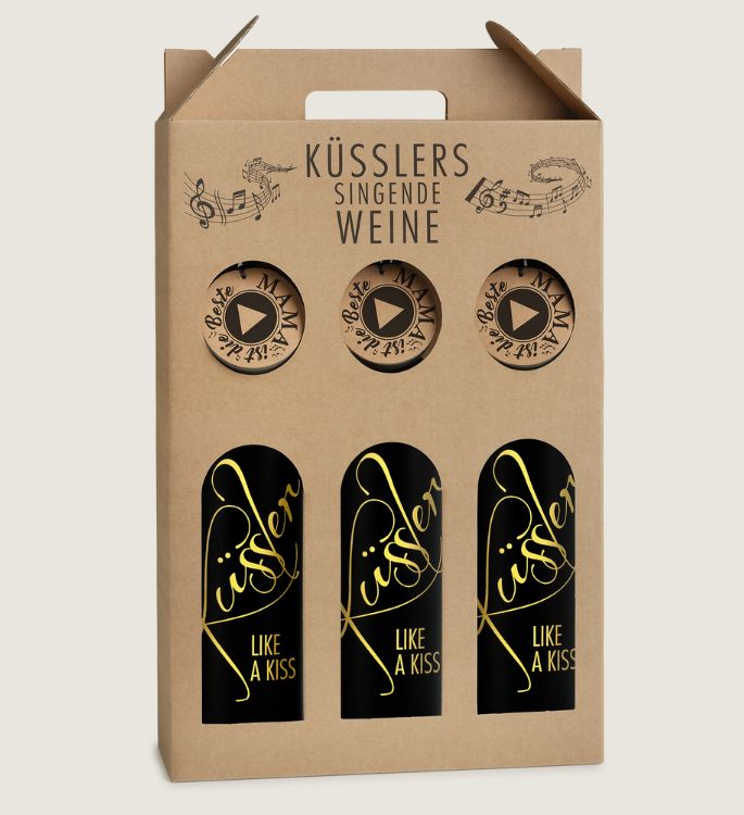 SINGENDER WEIN IM 3ER GESCHENKKARTON