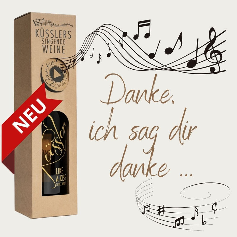 Singender Wein mit dem Danke-Song im nachhaltigen 1er-Geschenkkarton